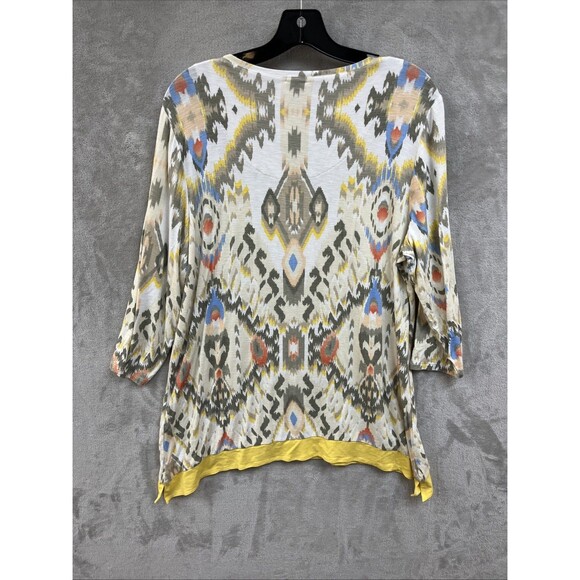 Chico’s Zenergy Top 2 L Colorful Printed Tunic 3/4 Sleeve Aztec Western Tunic - Picture 2 of 6